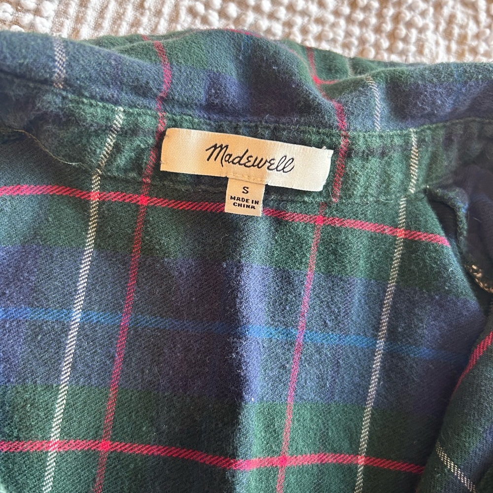 Madewell Flannel Oversized Ex-Boyfriend Shirt in Dark Plaid size small - Picture 5 of 12